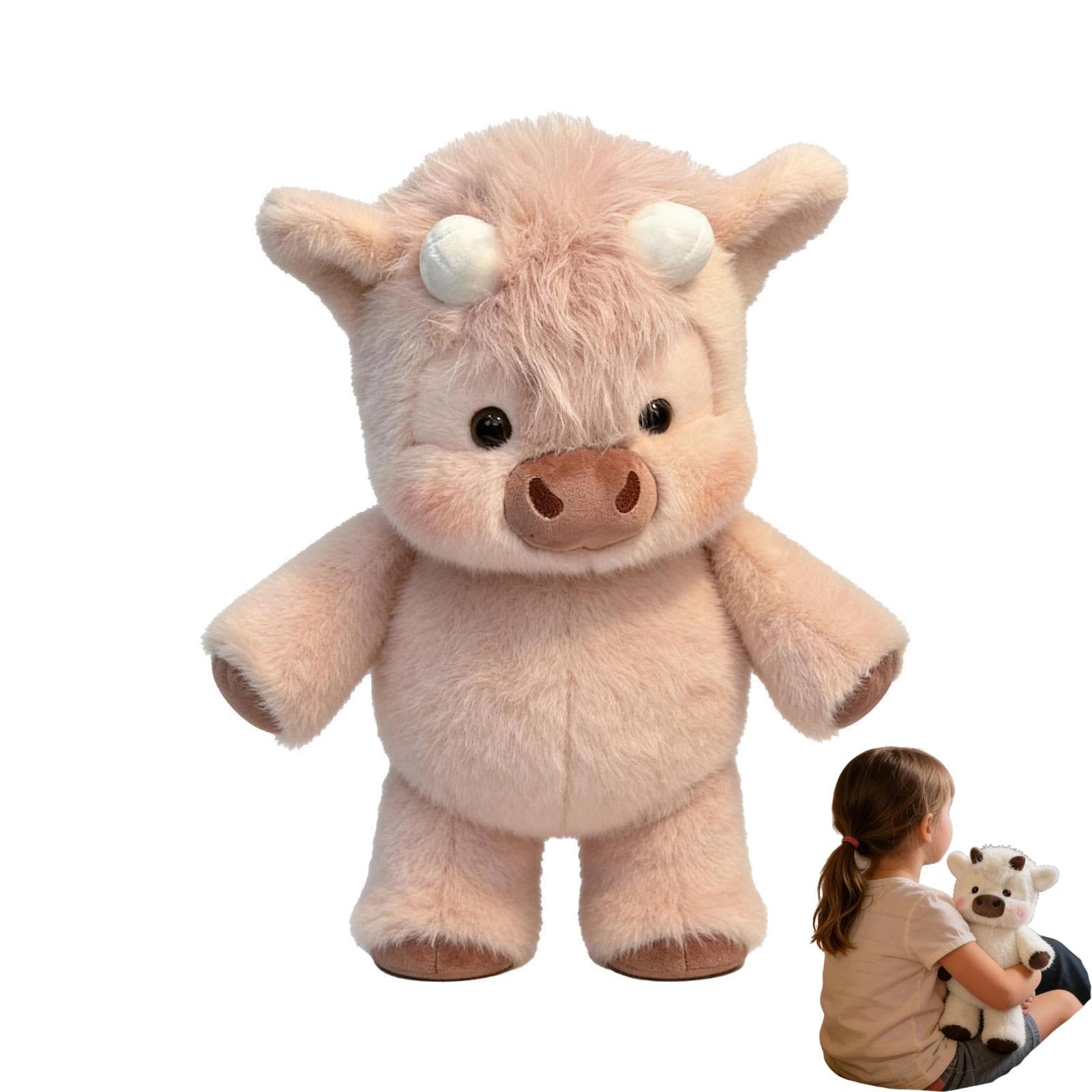 Ukisisi Running Plushie,Running Cow Plush,Ultra-soft Highland Cow Plush Adorable & Furry Highland,45cm Stuffed Animal, Can Serves As Home Decor, For Men Women Kids Teens(B)