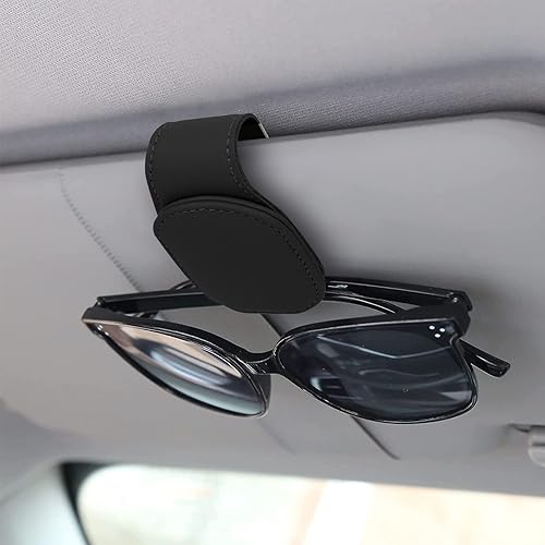 Miniatura 8 de LUYOEXT Soportes para lentes de sol para visera solar de automóvil, soporte de cuero para colgar gafas, soporte magnético para lentes y clip para