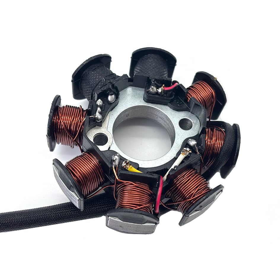 GY6 Magneto Stator Flywheel Rotor Kit,8 Coil Copper Stator for GY6 50cc 139QMB 139QMA Scooter Moped ATV Go-Kart Engine,High Performance Part with Flywheel Puller & Clutch Lock Tool (90° Mounting Hole)