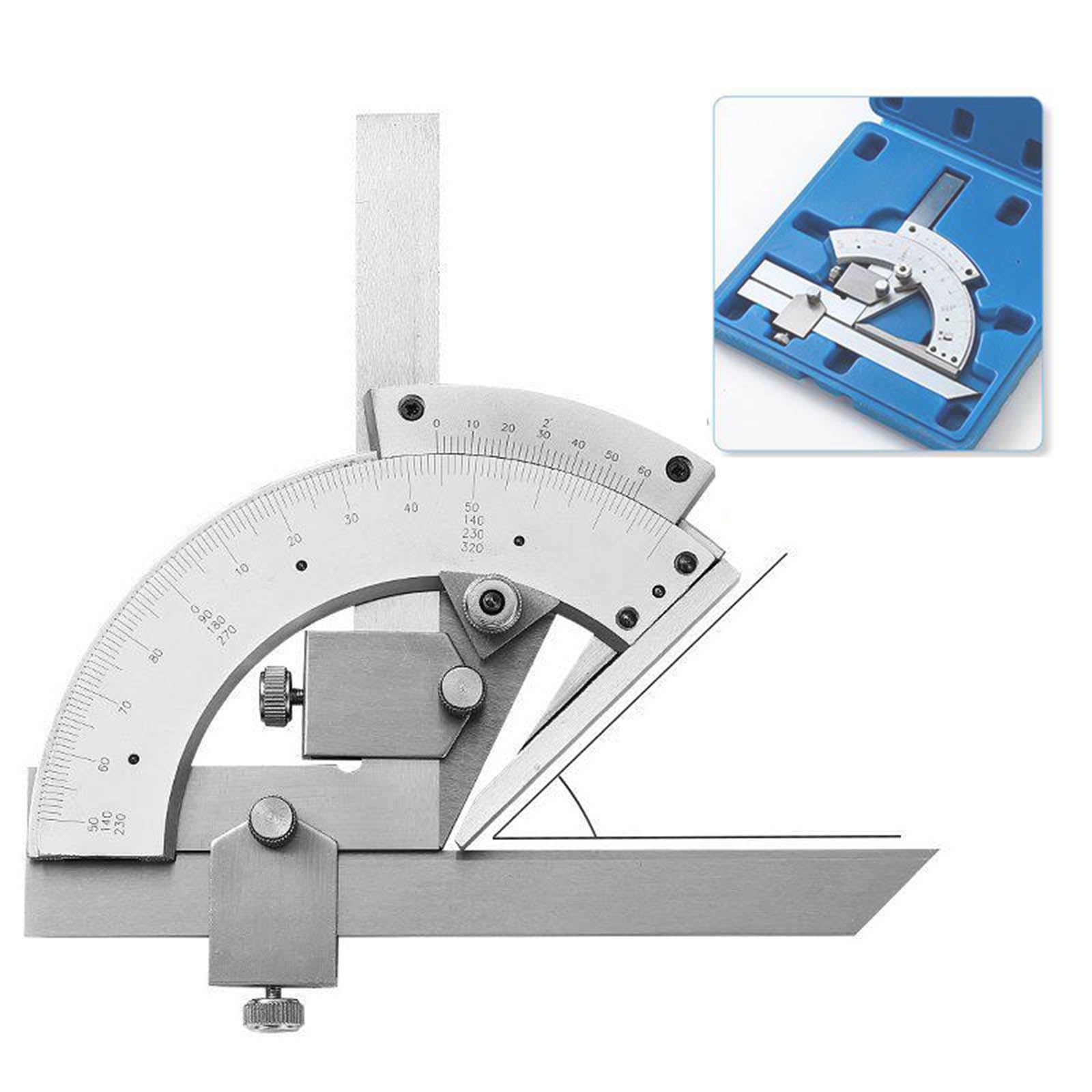 KHZKHC Metal Vernier Bevel Protractor, 0-320° Angles Measure Rulers, Detachable Design, Stainless Steel And Carbon Steel, Measurement Instrument For Woodworking/construction carbon steel