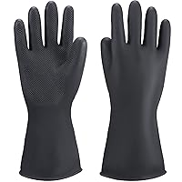 Vista 10 de Guantes gruesos de goma resistentes a productos químicos, 3 pares de guantes de trabajo de seguridad negros de 22 pulgadas, guantes protectores