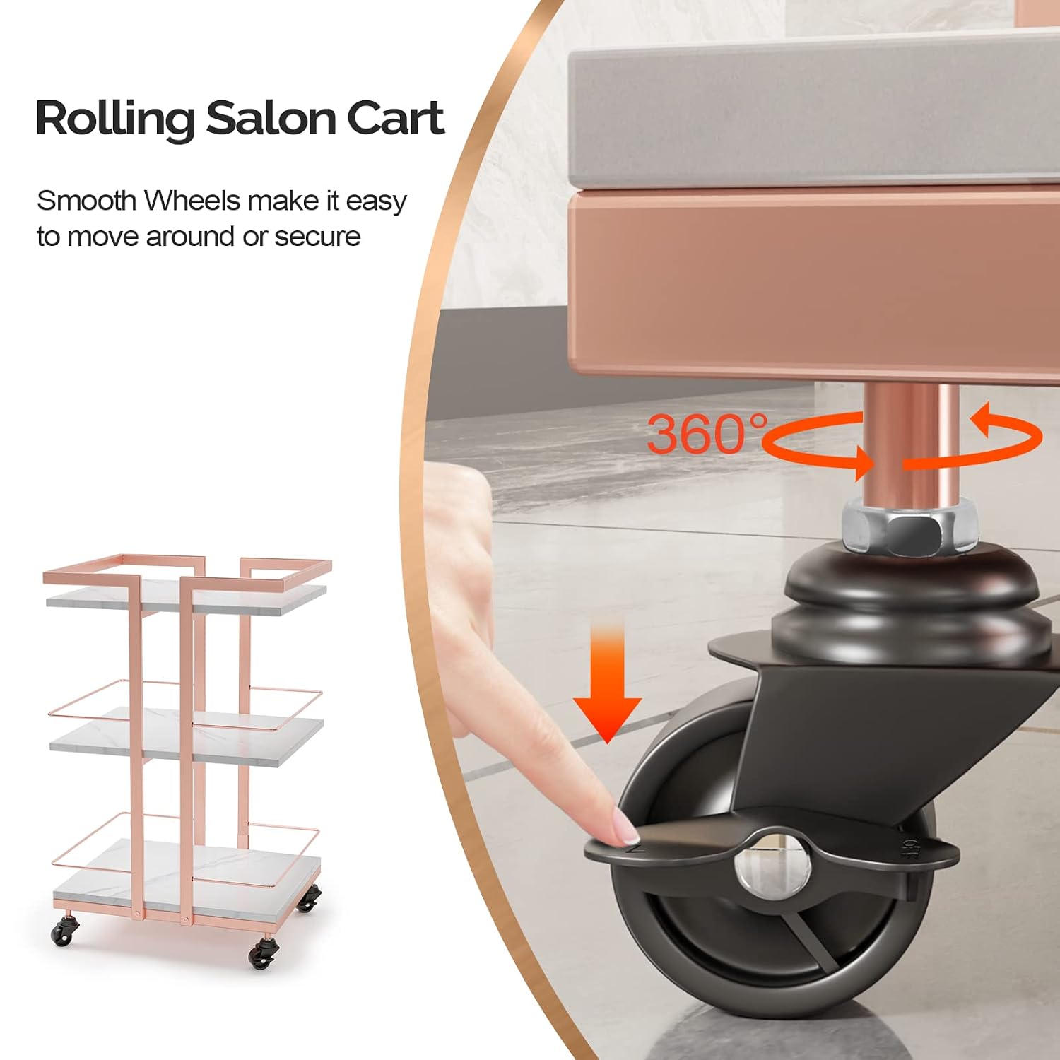 Esthetician Cart with Wheels Utility Salon Rolling Trolley, Mobile Storage Organizer for Beauty Spa Cosmetology Massage, Tattoo Manicure Facial Tool Holder Station