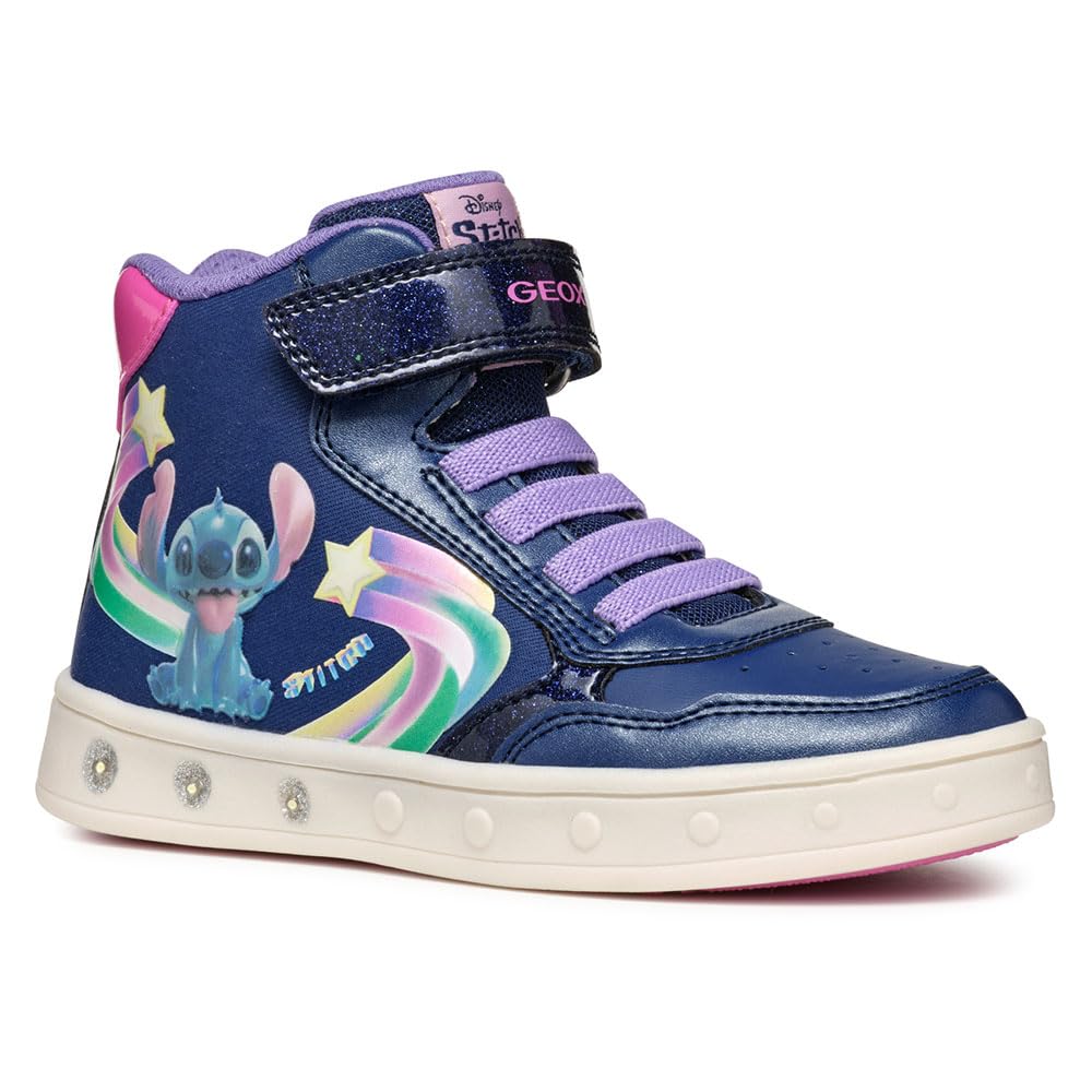 Geox J Skylin Girl F Sneaker, Navy/Fuchsia, 6 UK Child