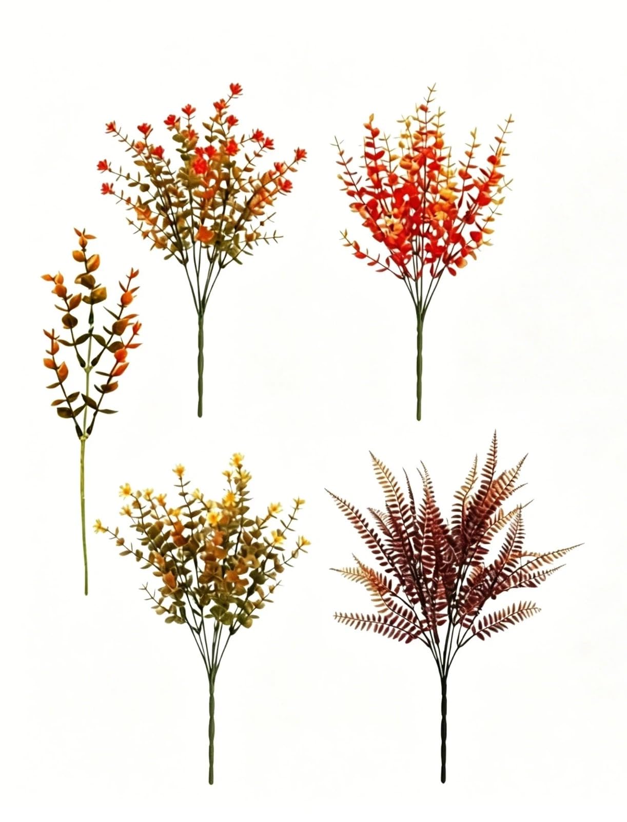 Exmrtvbx Autumn Mix 2, Total 18Pcs 10Pcs Autumn Artificial Plants Eucalyptus Ferns Fake Flowers Fall Greenery Stems Farmhouse Thanksgiving Vase Table Home Decor
