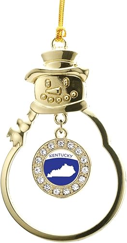 Miniatura 118 de Inspired Silver - Esquema de Virginia Occidental - Adorno de Navidad dorado - Adorno circular para árbol de Navidad con circonita cúbica