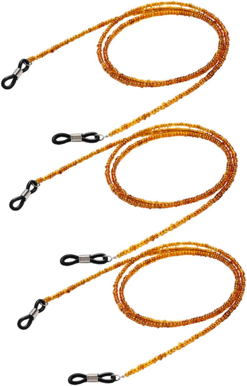 Alasum 3 Pcs Eyeglass Chain Set, Amber Color Glasses Strap Lanyards, Anti-slip Eyeglass Holder for Women Men, Neck Hanging Glasses Fixing Rope Accessories