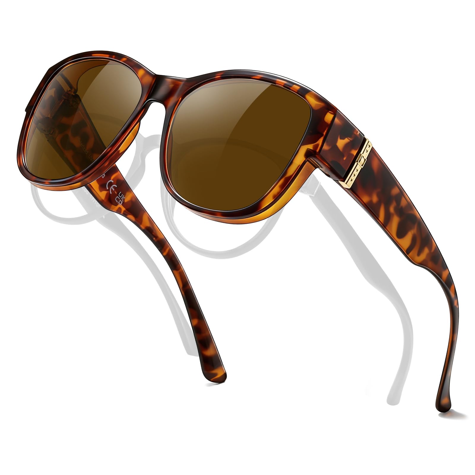TJUTR Oversized Fit Over Glasses Sunglasses for Women Polarized UV400 Protection Wraparound Shades to Wear Over Eyeglasses