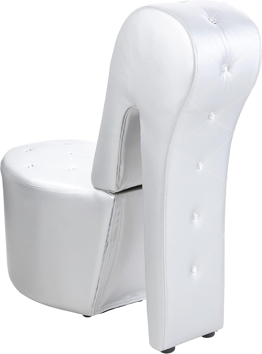 Best Master Furniture High Heel Faux Leather Shoe Chair with Crystal Studs, Silver