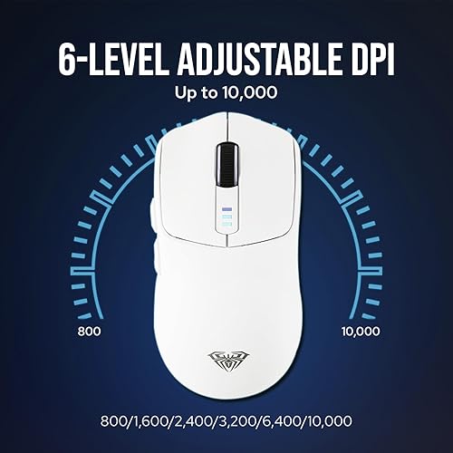 Miniatura 5 de MechLands Aula SC580 Ratón inalámbrico, mouse ergonómico para juegos, con 10000 DPI ajustables, conexiones BT 5.0/2.4GHz/cableadas, 6 botones,