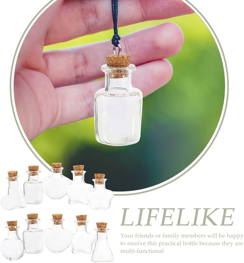 Amazon.co.jp: 透明コルク付きミニガラスボトル10個セット、手芸や