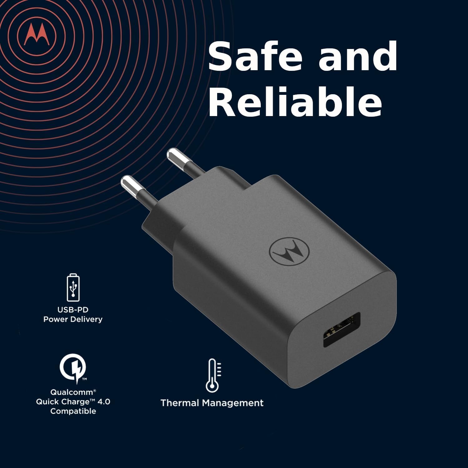 Motorola Chargers - Lot de 2 chargeurs/adaptateurs Secteur muraux Turbopower 33W avec 2 câbles USB-C de 1 m. Important Logo « M », Produit Authentique.