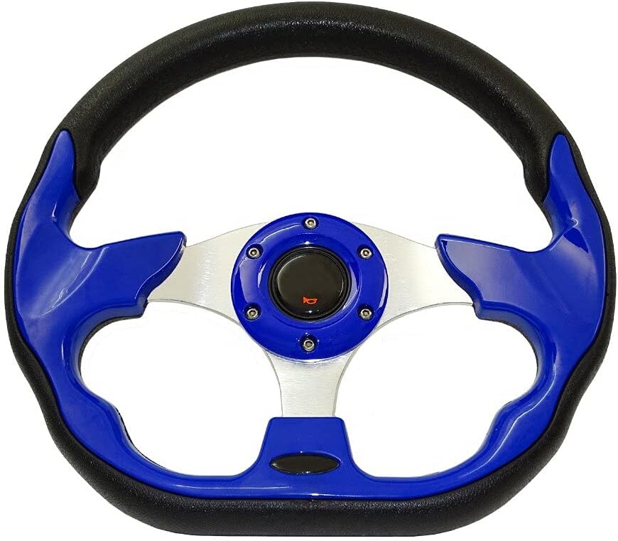 AUTO SNAP Shape D 12 Inch Deep Dish Drifting Steering Wheel Universal PU Aluminum Car Auto Racing Sport Universal Car Steering Wheel Cover Spinner Color Blue