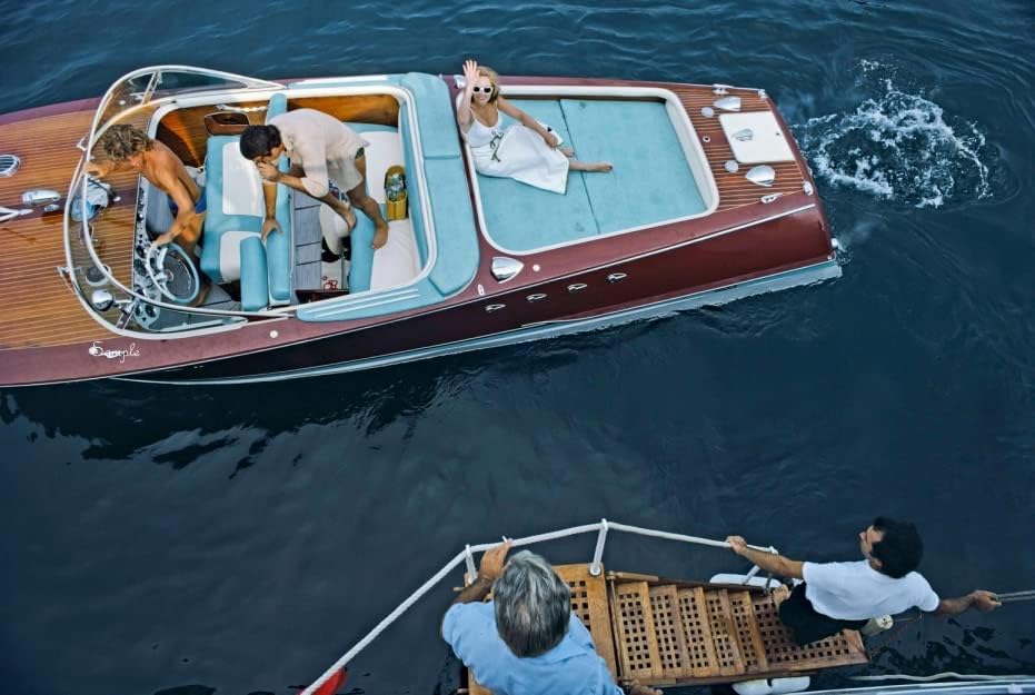 SLIM AARONS Boating in Monte Carlo print | wall art gallery lustre photo, Palm Springs, picture, fine art print (12x18)