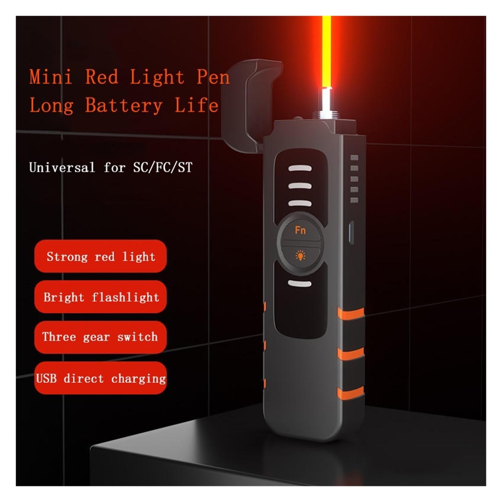 FTTH fibre Outil Localisateur Visuel de Défauts, Stylo Testeur De Fiber Optique VFL 10/20/30MW, Stylo À Lumière Rouge Rechargeable, Localisateur Visuel De Défauts pour CATV Génie(Lithium battery 30MW)