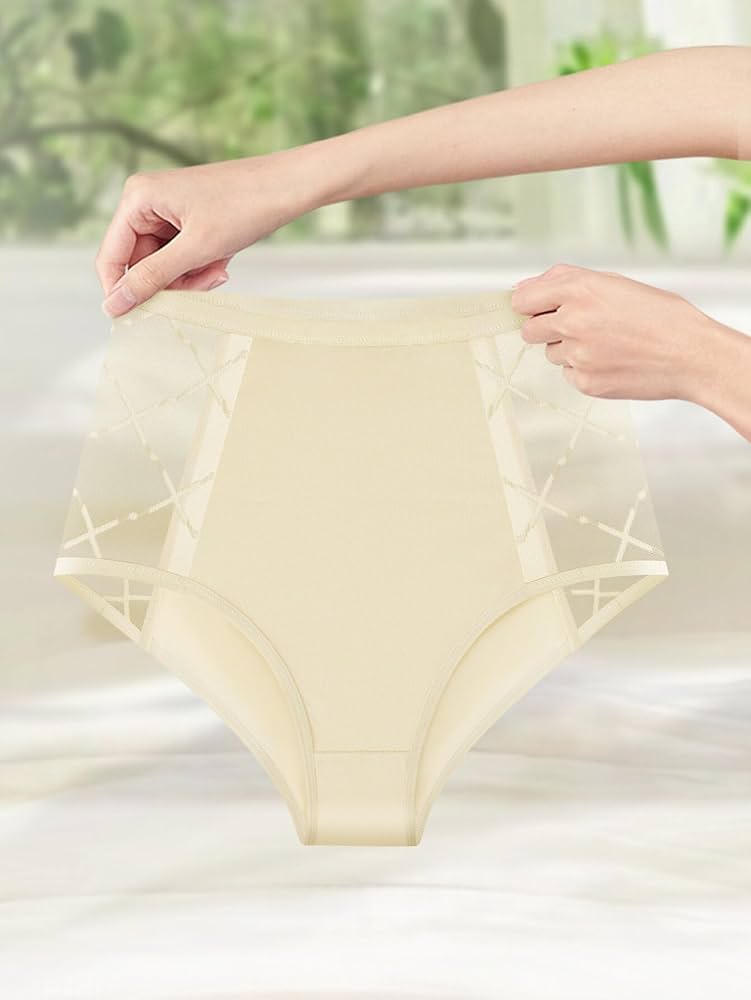 Women's Underwear European High-Waist Geometric Pattern Mesh