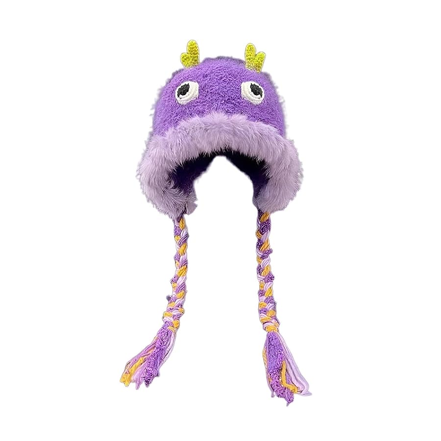 Winter Knit Cap - Cute Plush Monster Design, Perfect for Keeping Warm During Cold Days, Soft and Cozy Material for All Ages