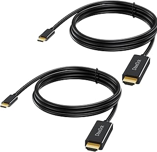 USB C to HDMI Cable 6FT (4K@60Hz) 2 Pack, DteeDck USB Type C to HDMI Adapter Video & Audio Output Thunderbolt 3 Thunderbolt 4 Compatible with MacBook pro, MacBook, iMac, Samsung, Surface Pro and More
