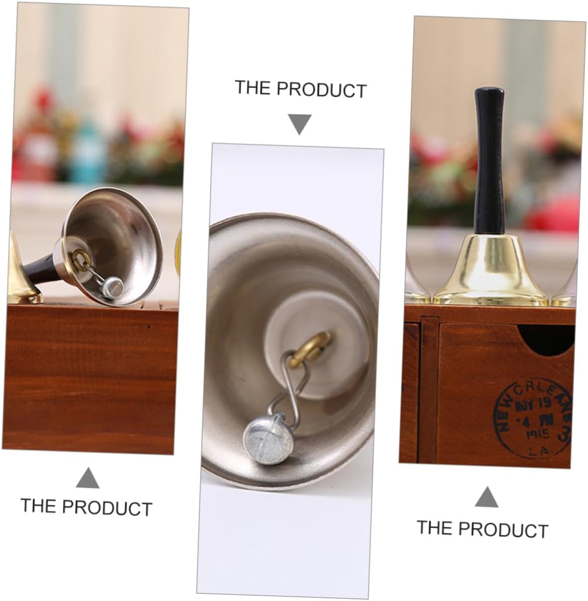 4pcs Christmas Hand Bells Set Gold and Silver Metal Handheld Bells for Holiday Decoration Santa Claus Table for Xmas Tree and Festive Home Ornaments image 5