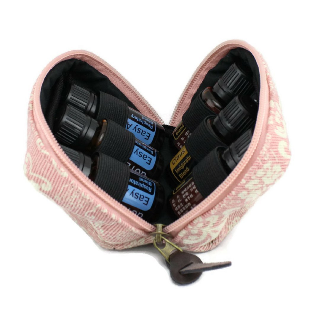 6-bottle Essential Oil Carrying Case (5ml,10ml,15ml) for doTERRA, Young Living Bottles for Aromatherapy Travel or Storage (Pink)