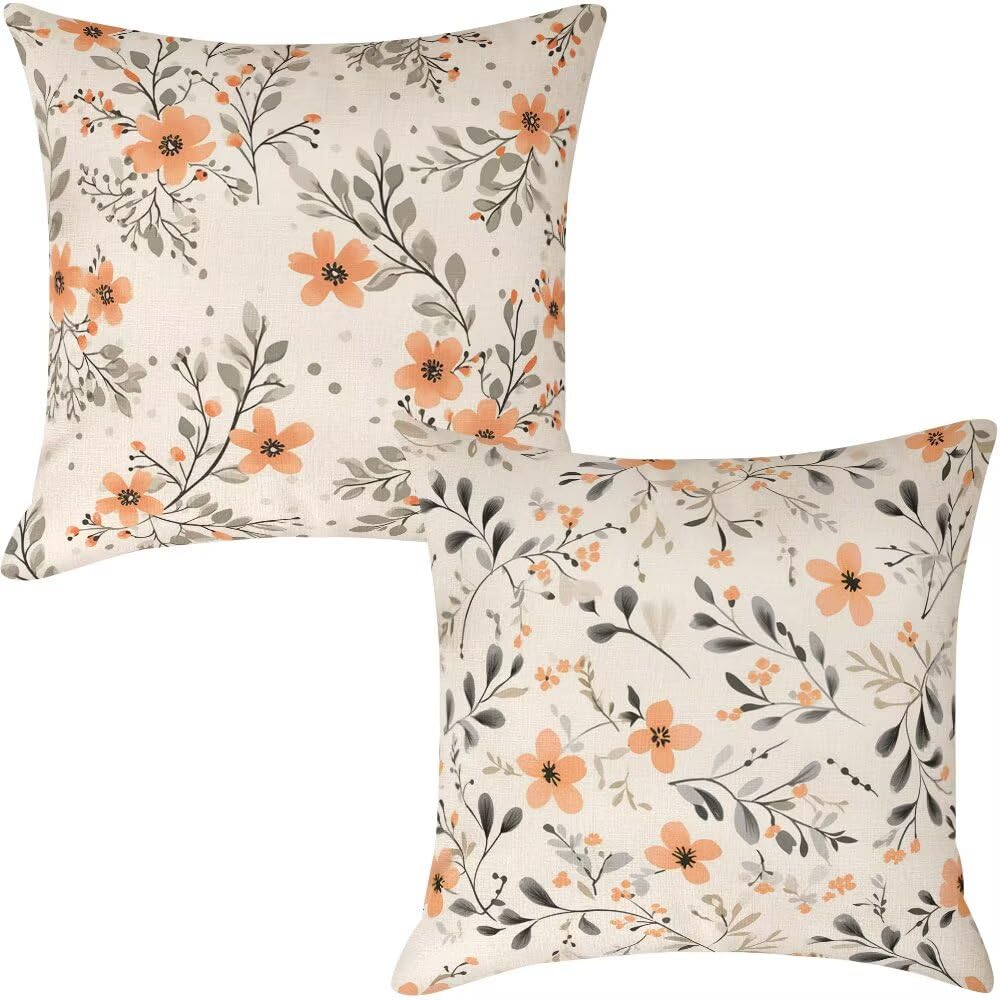Federe Cuscini da Esterno Impermeabili 65x65 Primavera Copri Cuscini per Divano Floreale Federa Cuscino Nordico Decorativi Copricuscini per Divano Giardino Soggiorno Copricuscino Set di 2 (IU89)