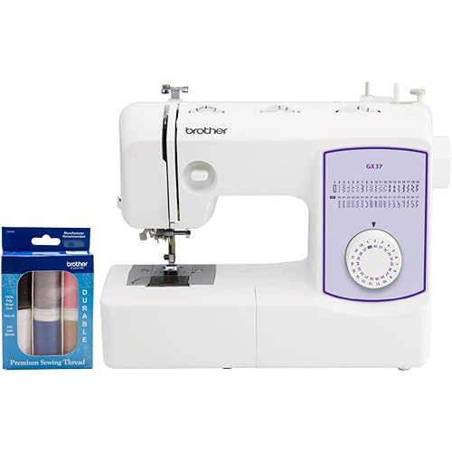 Brother GX37 Sewing Machine, 37 Built-in Stitches, 6 Included Sewing Feet and 6-Piece Premium Sewing Thread Pack