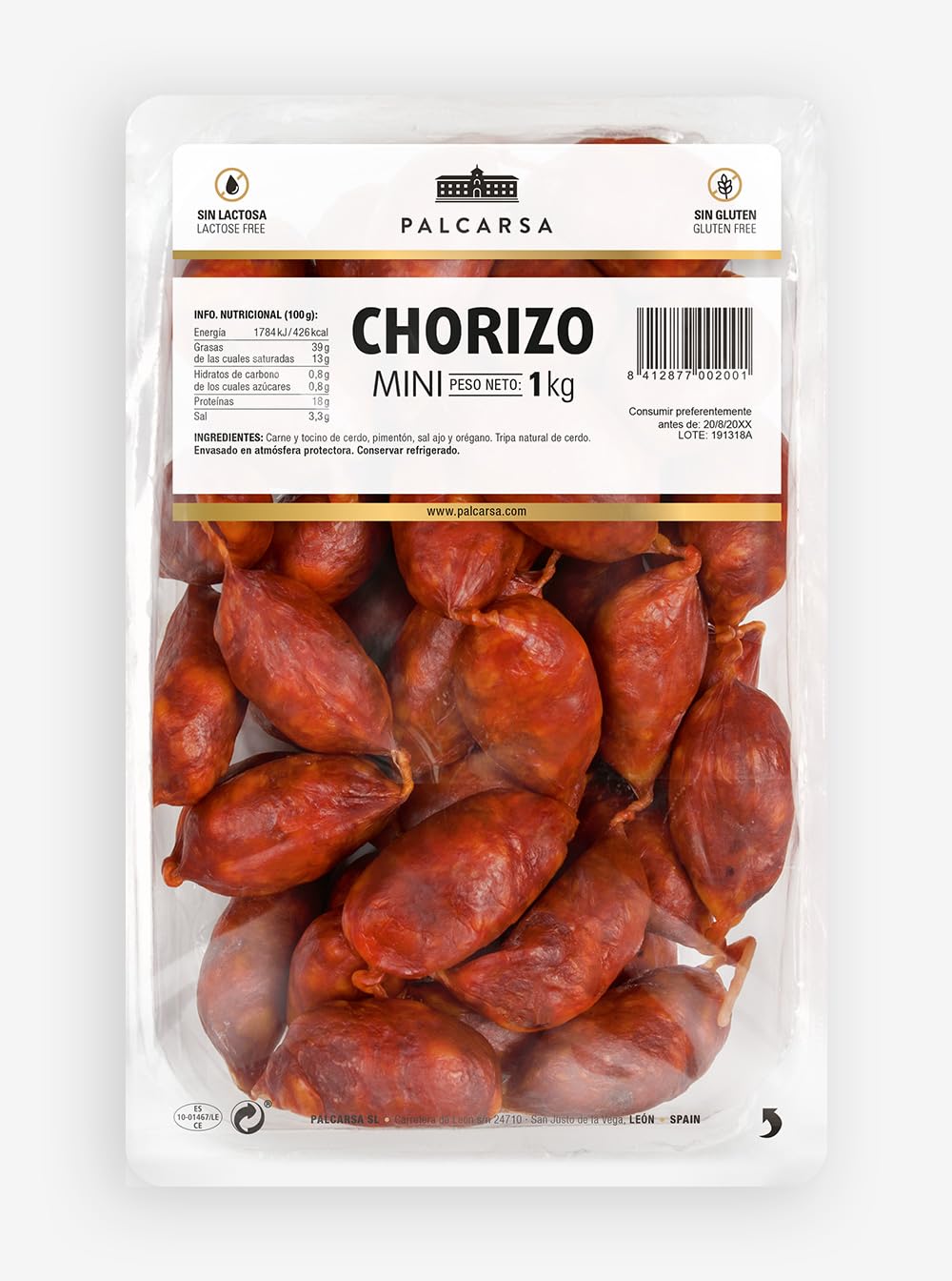 Chorizo Espagnol pour cuisiner 1 Kg Palcarsa doux (50-55 pièces)