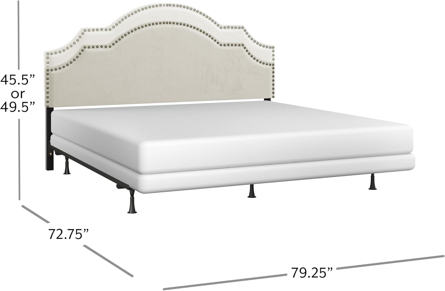 Hillsdale, Cynthia Upholstered King Adjustable Headboard with Frame, Cream