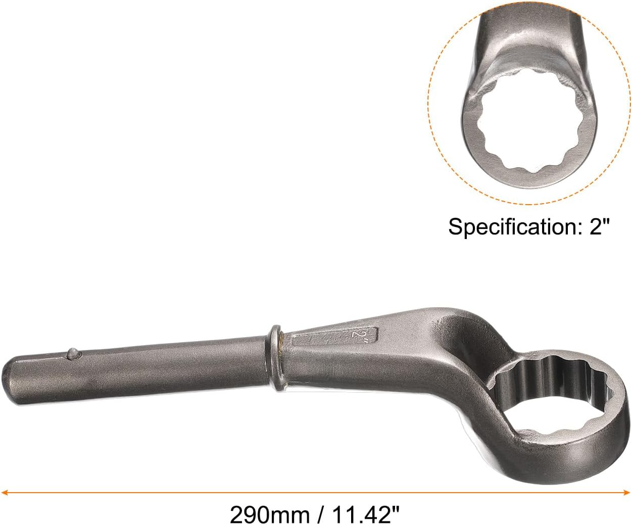 HARFINGTON Offset Box End Tubular Handle Wrench 2" CR-V 12 Point Offset Single End Torx Wrench High Neck Tubular Box Wrenches for Tightening Remove Screws and Fasteners, Silver Gray