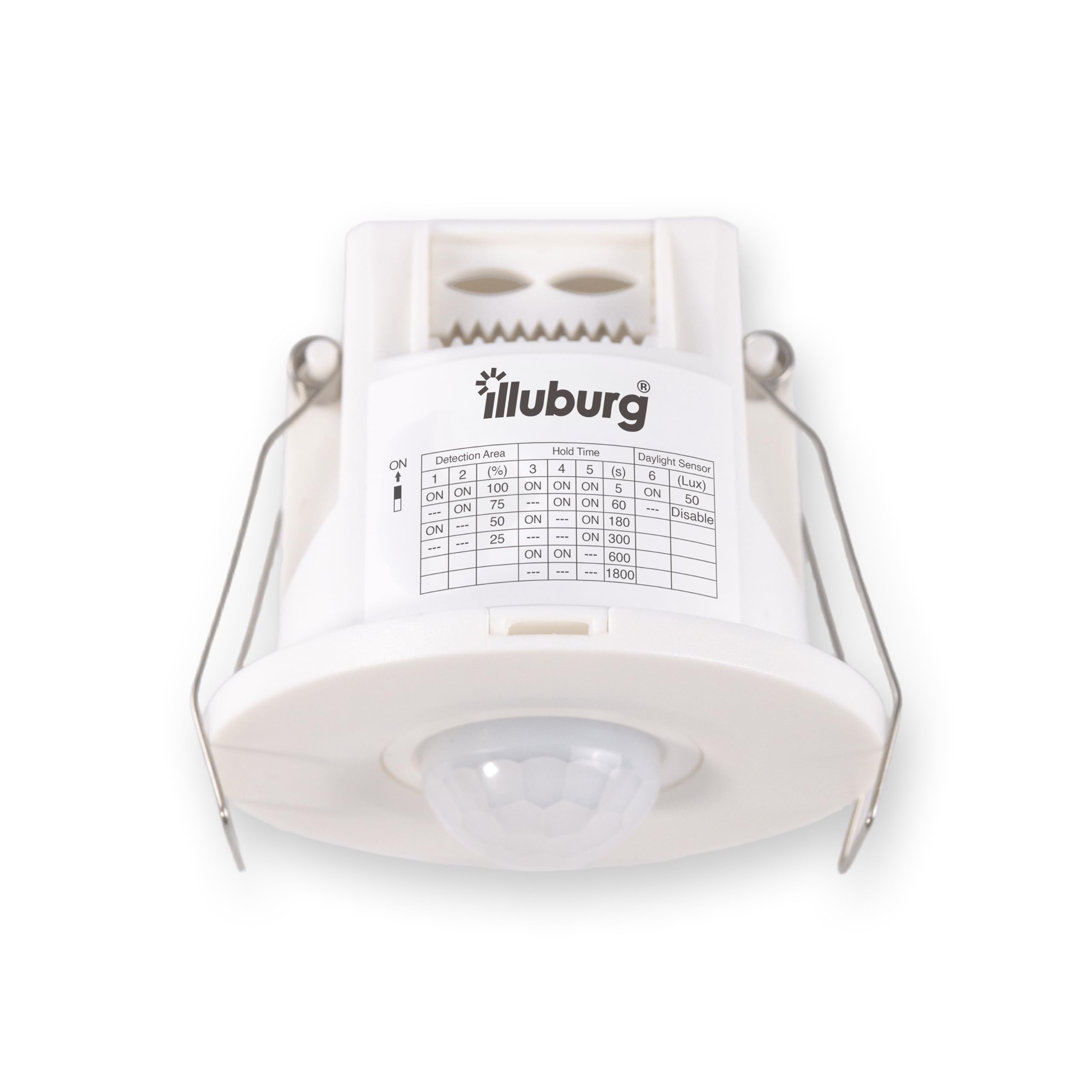 Illuburg White Infrared Motion Detector Pir Flush Mount Ceiling With Day And Night Sensor 8M Detection Range