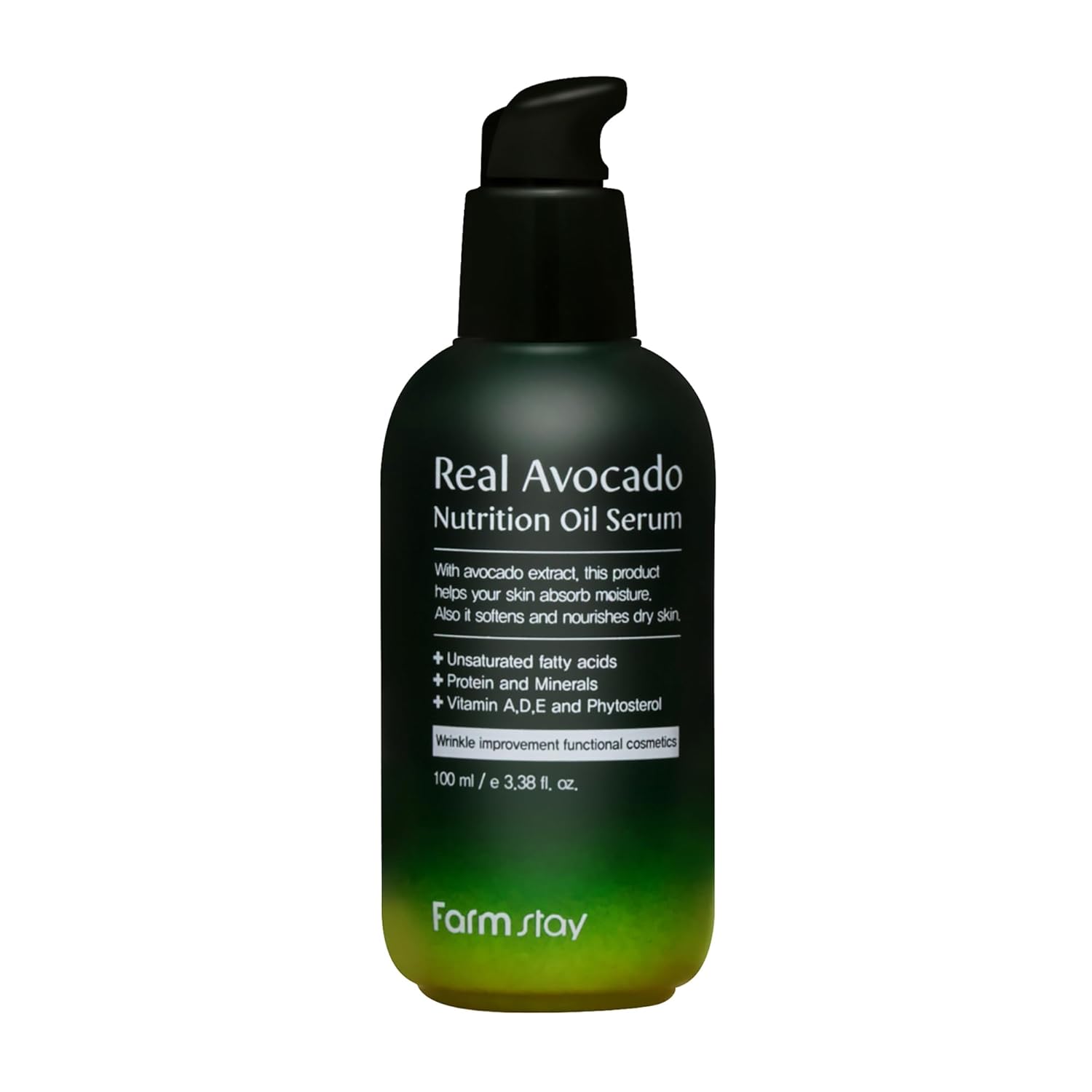 FARMSTAY Real Avocado Nutrition Oil Serum - Hydrating, Brightening Serum for Fine Lines and Wrinkles - Avocado Extract - Locks In Moisture - 3.38 oz