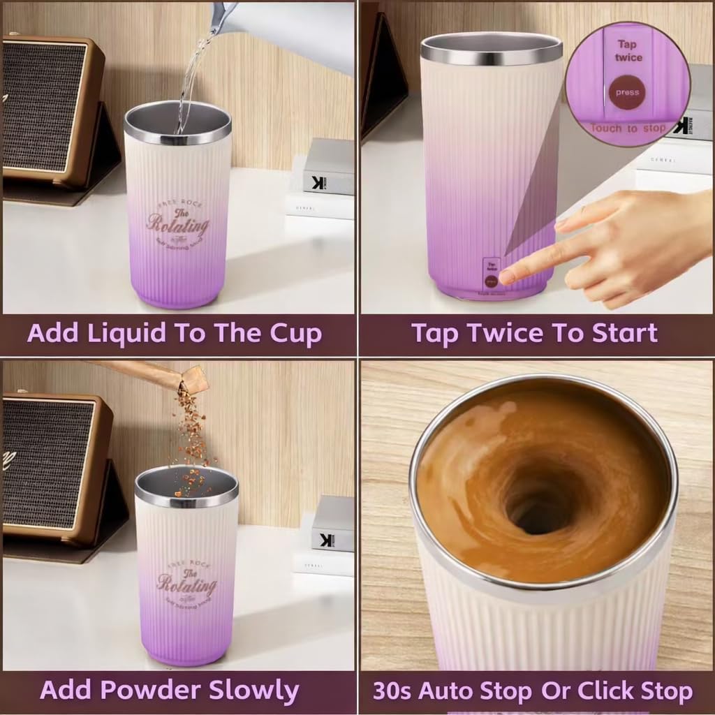 Self Stirring Coffee Mug, 16.9oz / 500ml Magnetic Stirring Cup,Auto Mixing Mug with Slide Lid