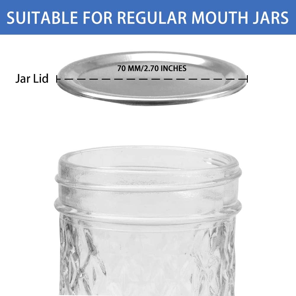 ATool Mason Jar Lids for canning, Regular mouth lids, Split-Type Lids, Storage Metal Caps, Canning Lids (12pc,Silver)