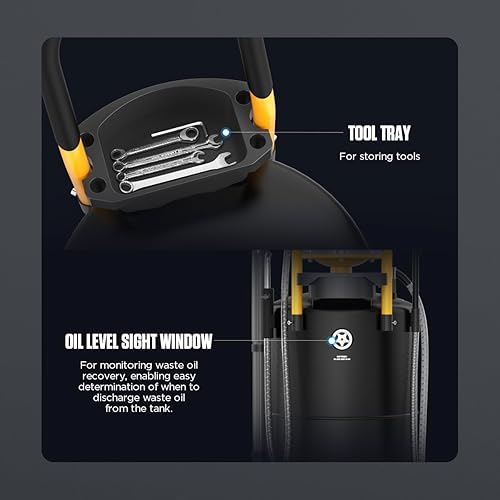 Miniatura 8 de AUTOOL Drenador de Aceite Portátil Autoevacuador, Evacuador de Líquidos de Acero de 18 Galones con Recipiente, Drenador Operado por Aire para Cambio