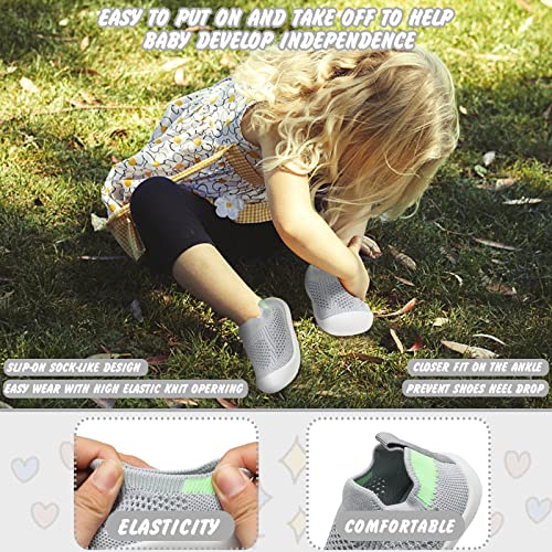 Baby First Walking Shoes Size 4 Toddler Baby Girl Infant Soft Sole Non Slip Lightweight Causal Breathable Mesh Causal Velcro School Winter Sneakers For Baby Boy 12-18 6-12 Months(Grey 12.5) 4T #TOP1
