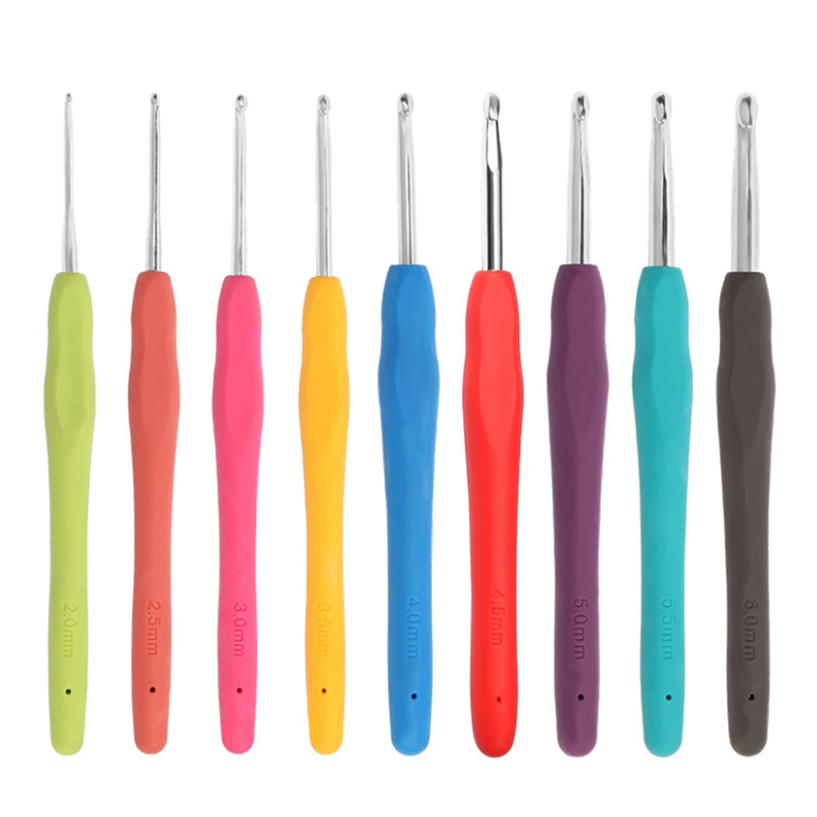 かぎ針 編み針 セット 複数色 9本入 クッショングリップ付き かぎ編み針 持ちやすい crochet hook かぎばりセット カギ針