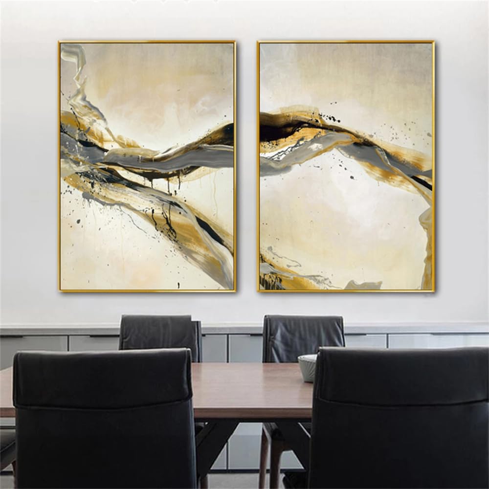 WUHBCZ Art Decor,Abstract Golden Painting Printed Canvas Marble Poster Wall Art for Living Room Modern Bedroom Office Home Decor Canvas Texture Prints-30 * 50cm*2PCS (No Frame)