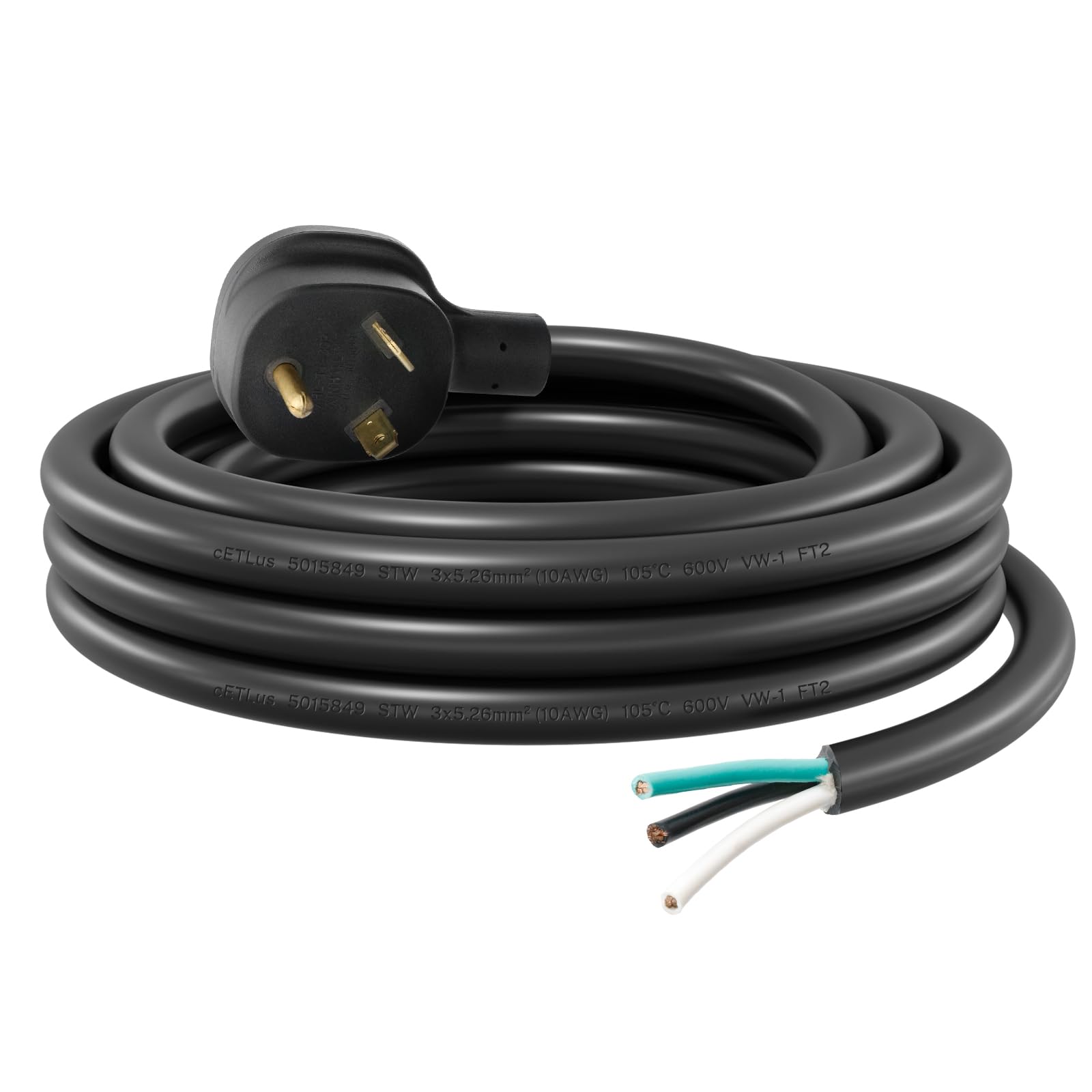 FIRMERST 30 Amp 3 Prong RV Replacement Cord, 30 ft, TT-30P
