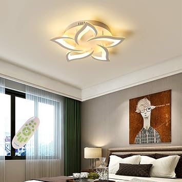 مصباح سقف Led عصري قابل للتعتيم بتصميم إبداعي على شكل زهرة مصباح سقف لغرفة المعيشة وغرفة النوم وغرفة الأطفال إضاءة ثريا سقف بتلات أكريليك معدنية [فئة الطاقة A++]، 5 رؤوس/Ø58 سم [فئة الطاقة A++]