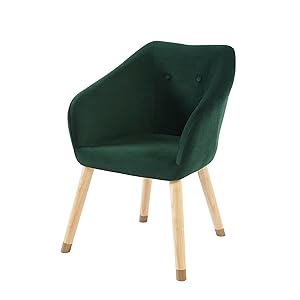 BAÏTA Hilda Sillón de Terciopelo con Base de Madera y Dorado, Verde, 59,5 x 57 x 80 cm