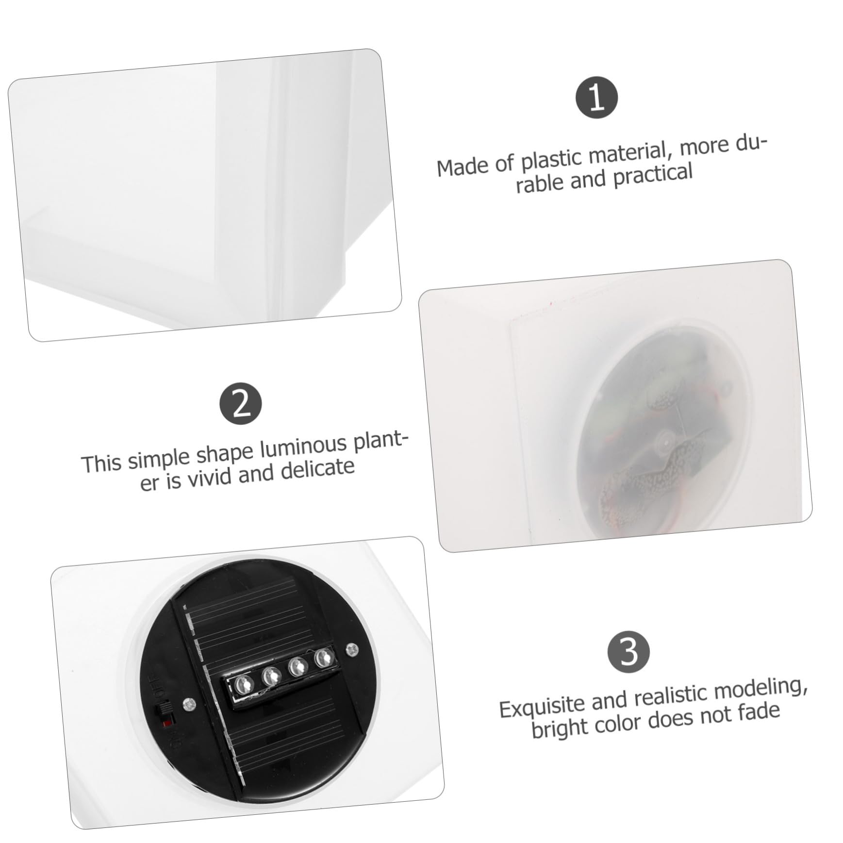 Angoily Lampada Solare Da Fioriera Quadrata Bianca, Grande Vaso Da Esterno Per Giardino Decorativo, Fioriera Luminosa Base in Plastica Per Piante, Per Ambienti Esterni e Cortili