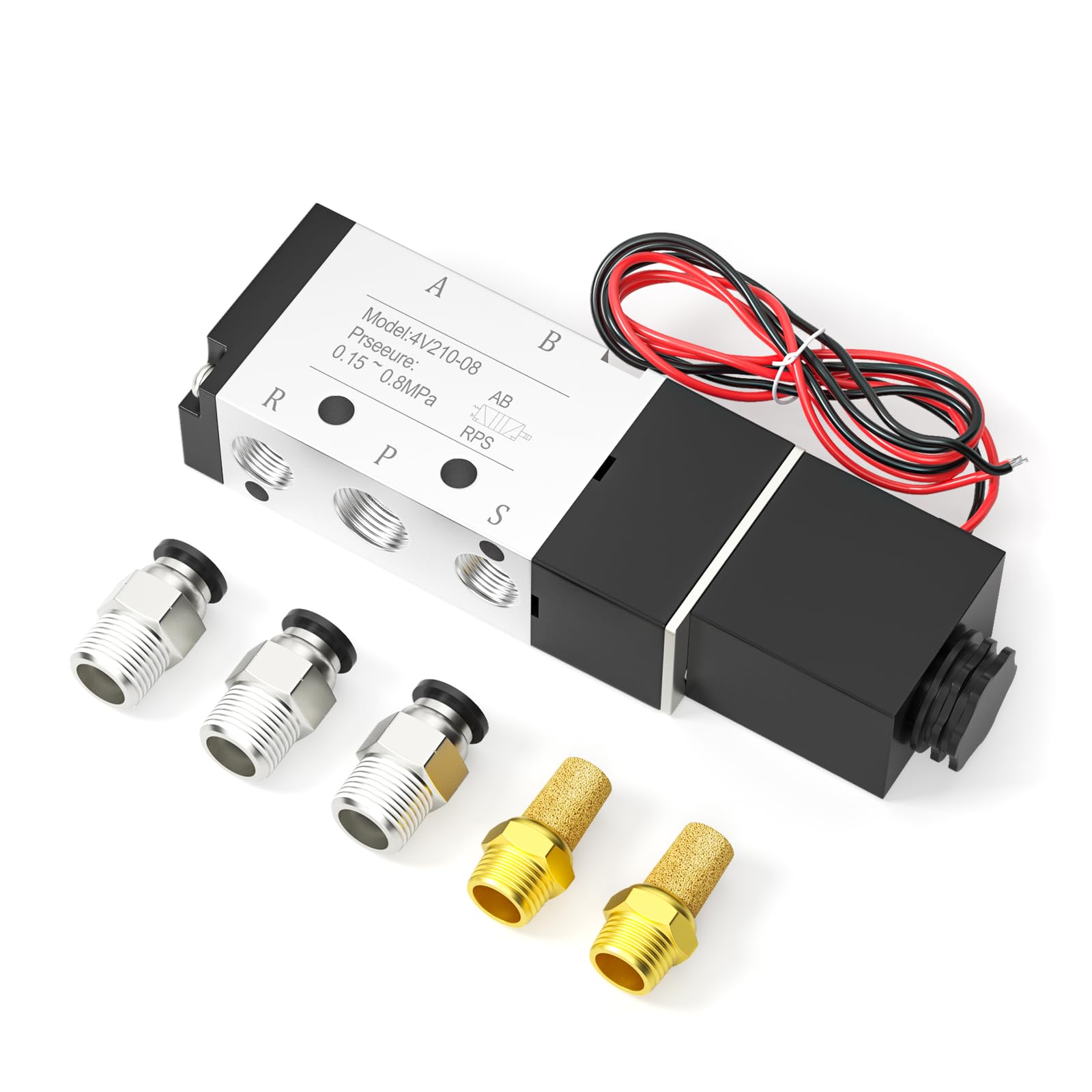 Électrovanne 5 voies 4V210-08 DC24V pour stopper les fuites d'air comprimé
