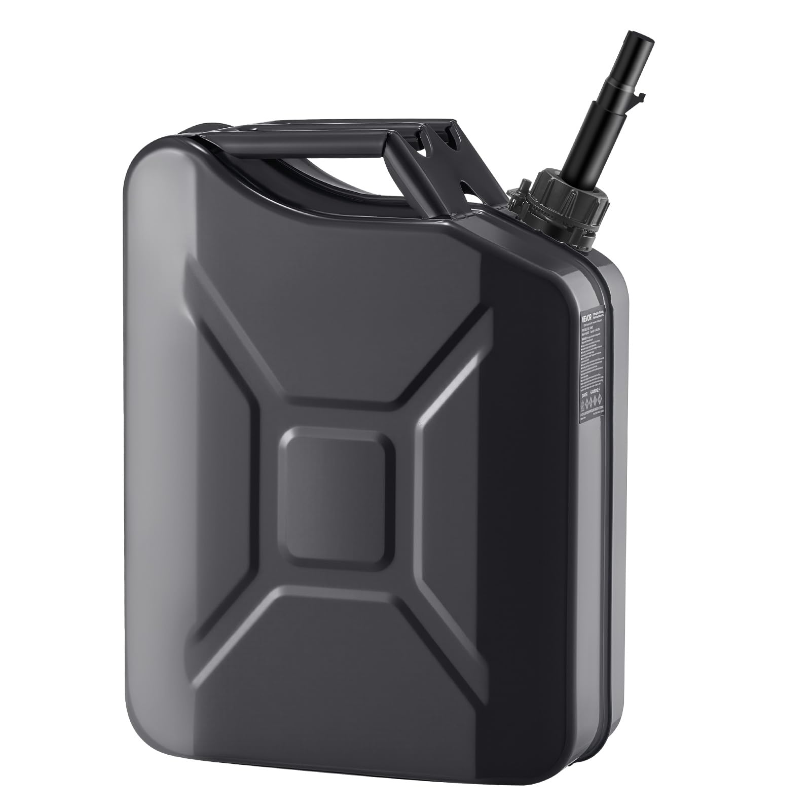 VEVOR Kraftstoffkanister Metall 20 L, Benzinkanister mit Ausgießer & Komfortgriff, 6 L/min Durchflussrate, Auslaufsicherer & Korrosionsbeständiger, Ideal für Autos, Motorräder, ATVs & UTVs, Schwarz