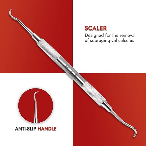 Vista 2 de HOKIN Removedor de placa para limpieza de dientes, kit de cuidado dental, púas dentales de acero inoxidable para hombres, mujeres, niños y cuidado