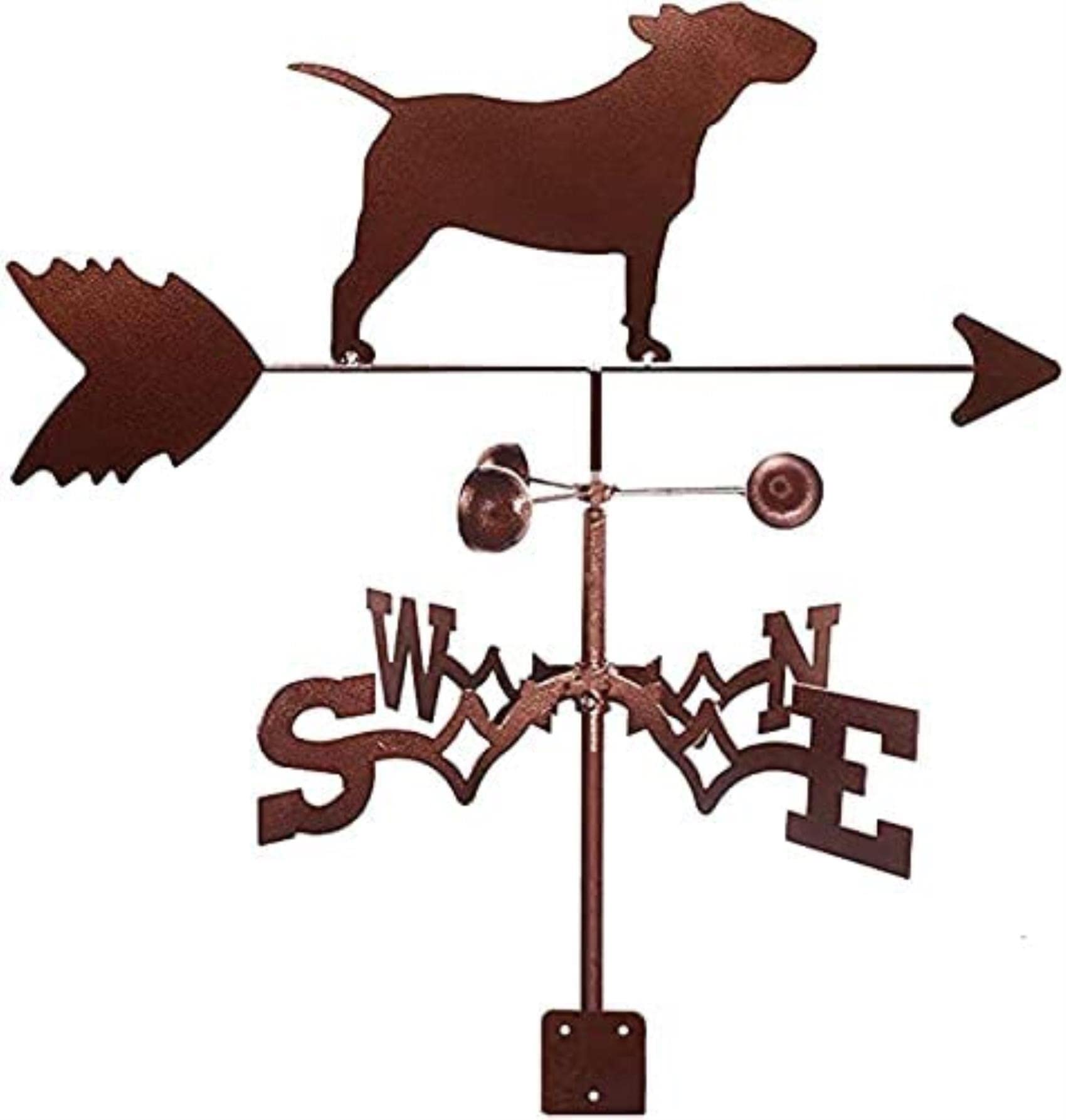 ANCNA-U Weather Vane Bull Terrier Dog Wind Direction Indicator wind vane Stainless Steel Weathercock Measuring Tools for Outdoor Animal Bracket Decor Craft