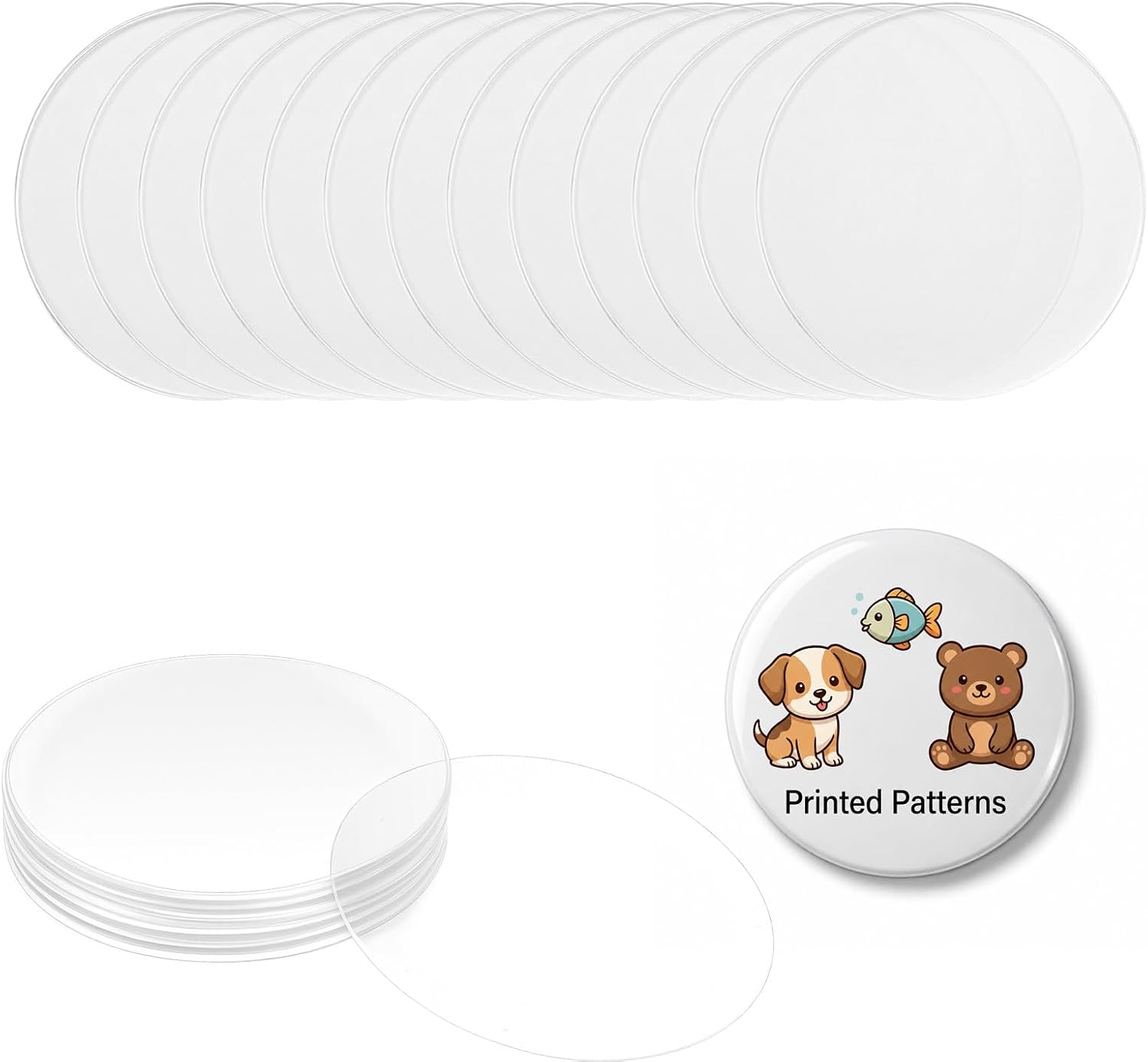 300 PCS Button Maker Clear Mylars, 3 Inch 75mm Circle Transparent PVC Protective Films for 2.5 Inch Button Molds, Badge Protective Making Supplies for Arts, Crafts & DIY Projects