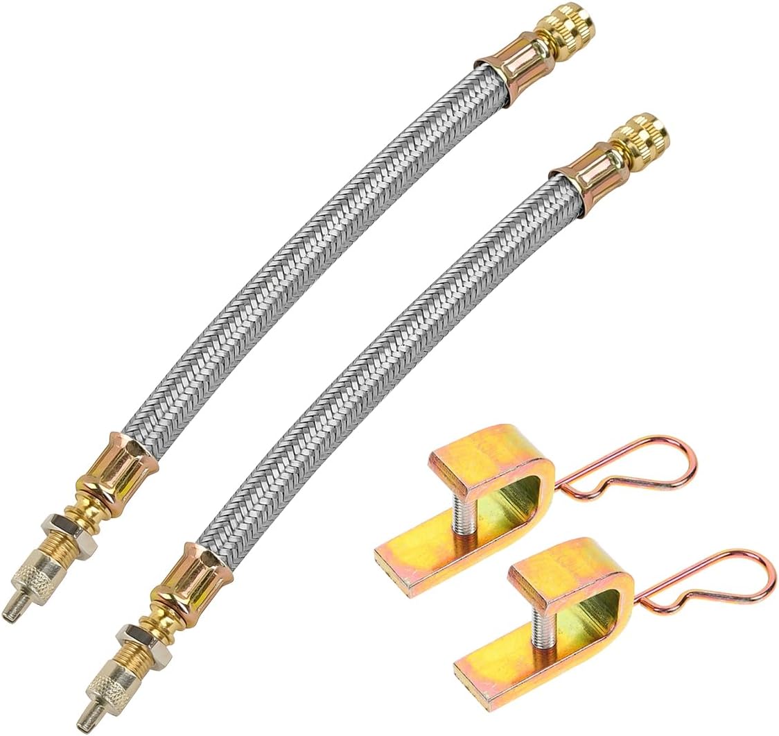 2PCS Car Valve Stem Extenders, 7"/180mm Braided Vehicle Tyre Valve Stem Extensions Adaptors, Flexible Automotive Tire Extenders Accessories, Universal for Truck Trailer RV