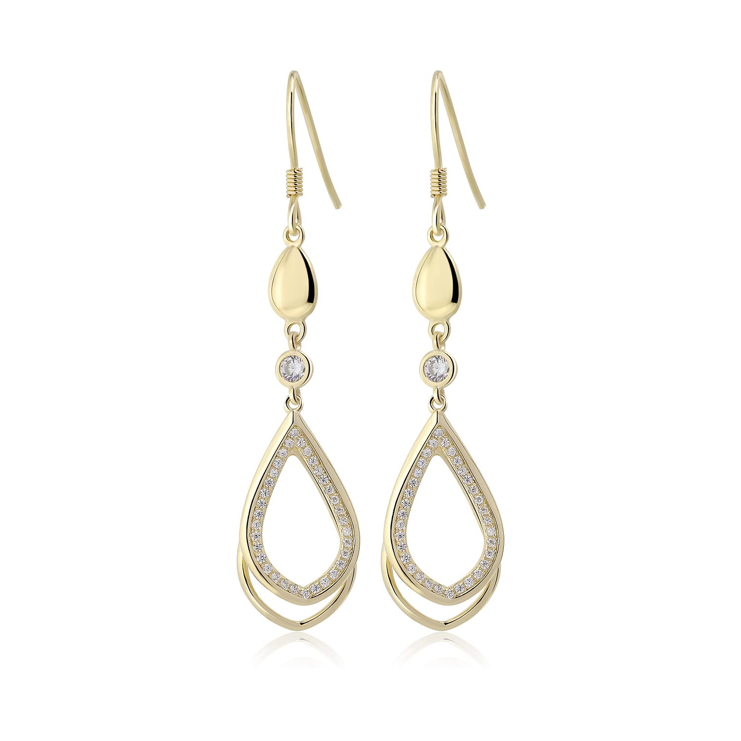 Meissa Meissa Pendientes Mujer Colgantes Pendientes Plata 925 de Oro Rosa Pendientes Largos de Cristal Cumpleaños Navidad Regalo de Dama (Oro)