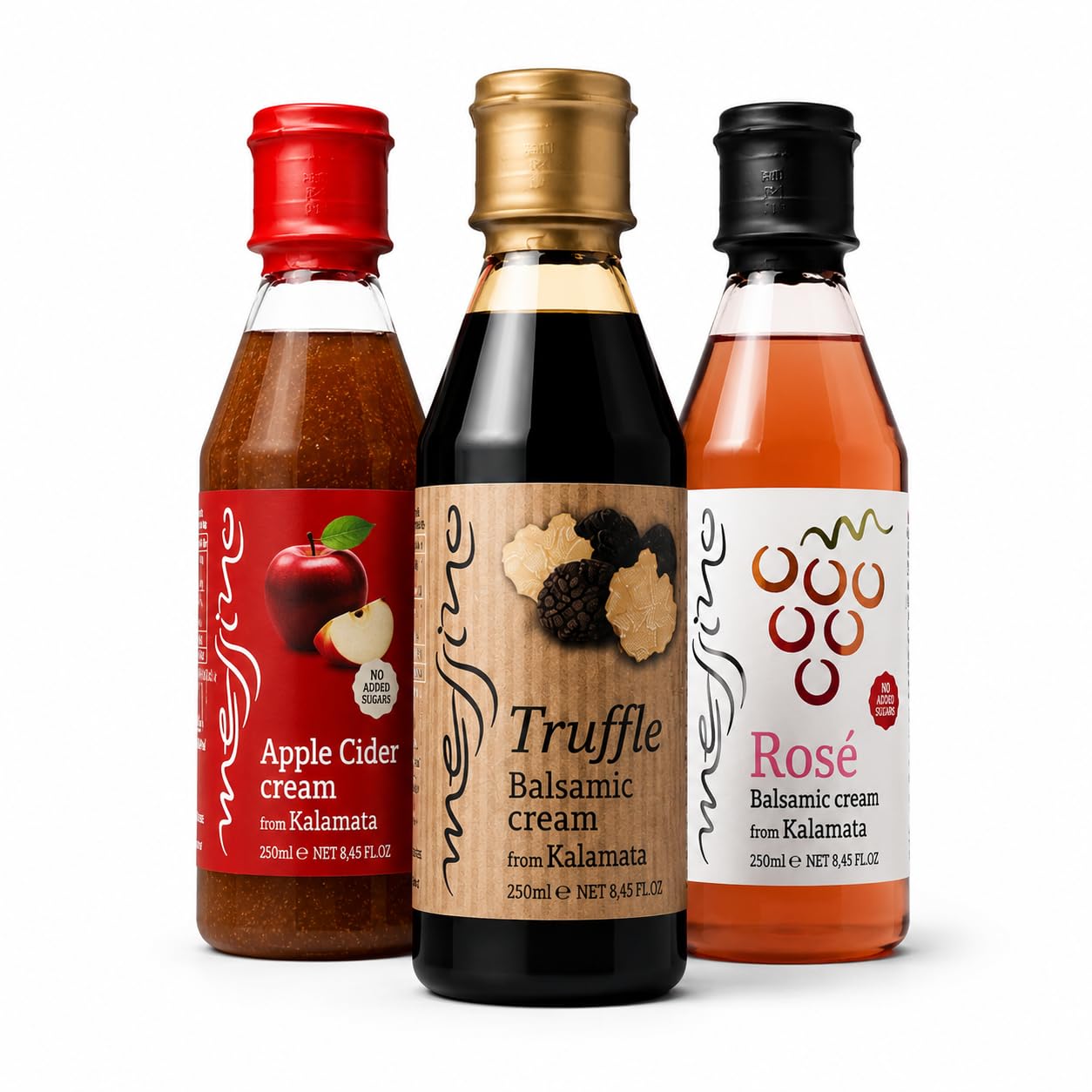 Messino Greek Balsamic Creams Set – Apple Cider, Truffle & Rosé