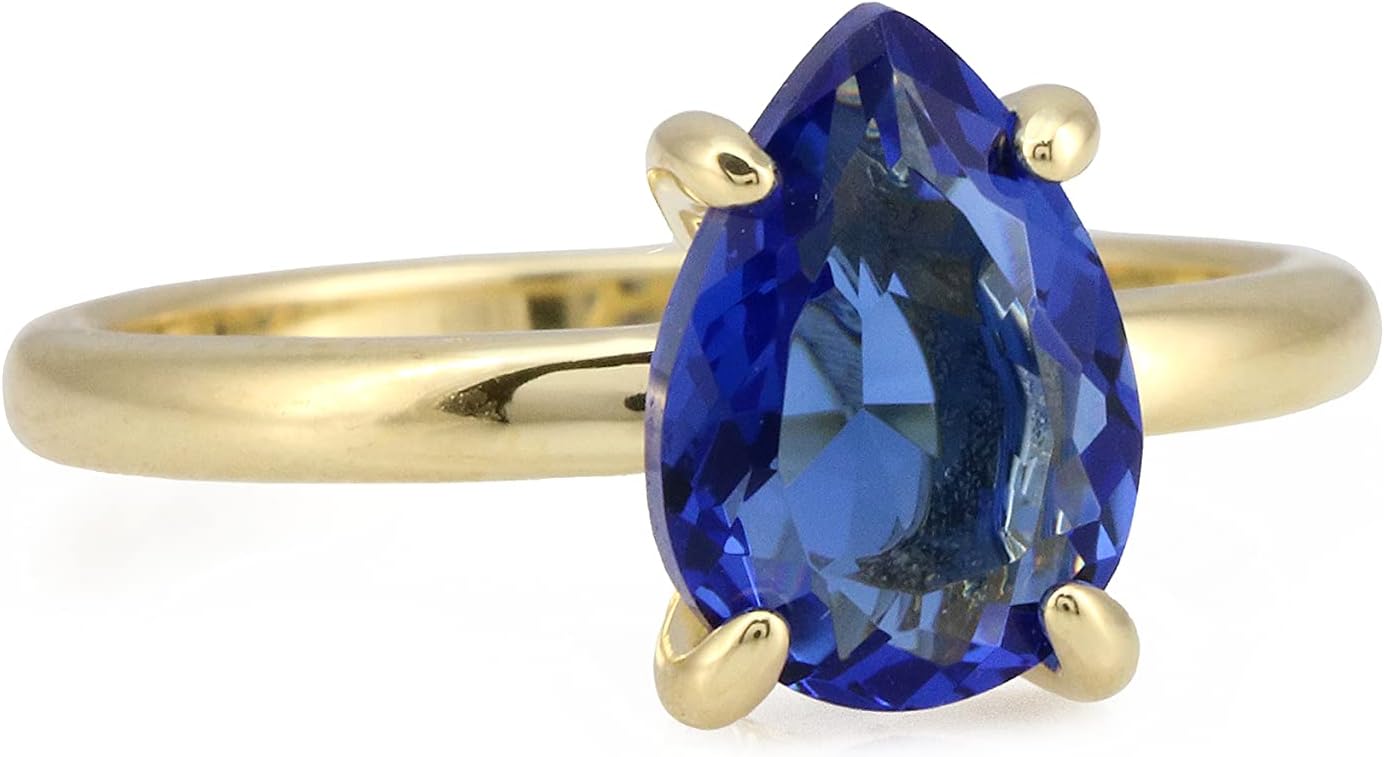 Charming Sapphire Ring in Thin Gold Band - Handmade Custom Promise Rings, Wedding Rings, Pear Engagement Rings for Women - Artisan Jewelry September Birthstone Ring