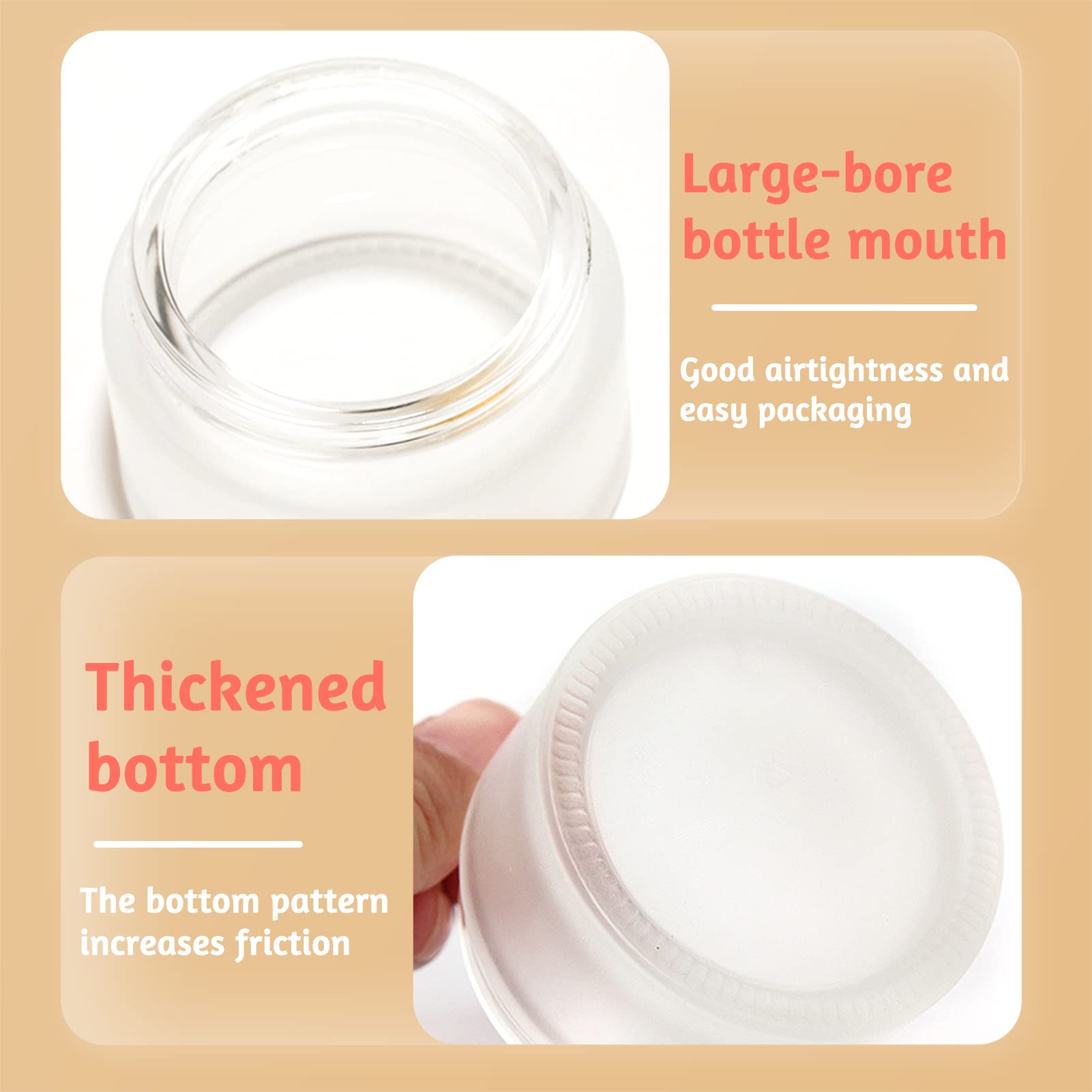 6 Pack Empty Glass Cream Jars, 30ml Frosted Refillable Sample Bottle Glass Cosmetic Containers Travel Cream Pots for Cosmetic Lotion Face Eye Cream Lip Balm - Image 2